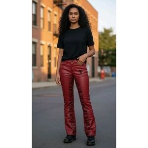 Womens Valabasas‎ Vegan Leather Pants Jeans Sz 29 RED